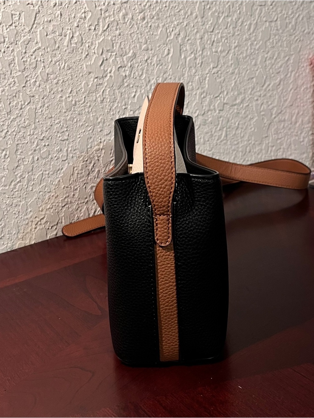 Nanette Lepore Black and Cream Two-Tone Pebbled Crossbody - Picture 5 of 10